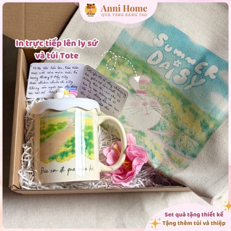 Set quà tặng thiết kế: Túi Tote Vải Canvas Cao Cấp + Ly sứ