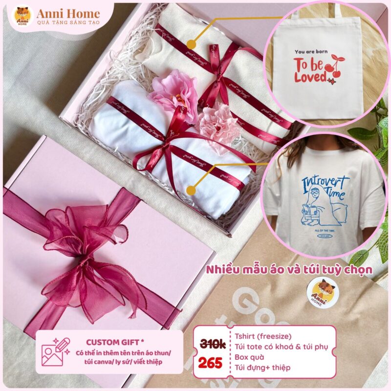 Set quà tặng thiết kế: Túi Tote Vải Canvas Cao Cấp + áo thun Cotton