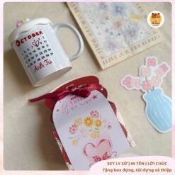 [Set quà tặng thiết kế] - Box ly sứ thiết kế, in tên (có nắp)